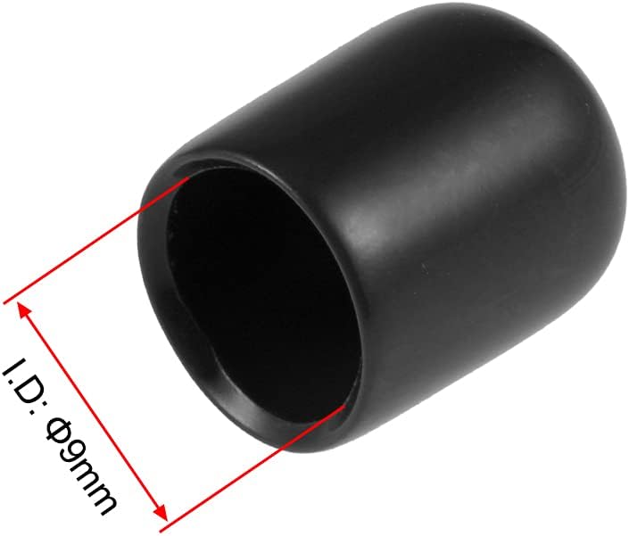 uxcell 20pcs Rubber End Caps 9mm ID Vinyl Round Tube Bolt Cap Cover Thread Protectors Black