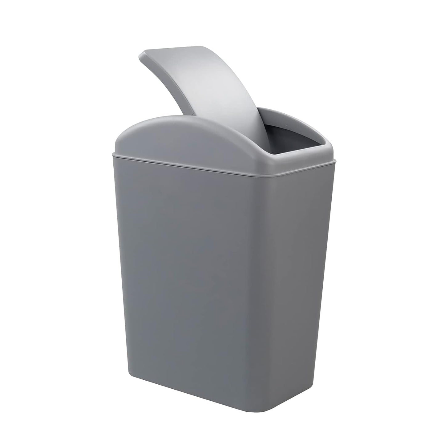4.2 Gallon Plastic Swing Top Trash Can with Lid, Covered Swing Top Waste Basket, Gray