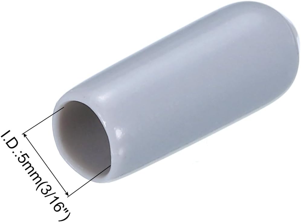 uxcell 20pcs Rubber End Caps 5mm(3/16") ID Vinyl PVC Round Tube Bolt Cap Cover Screw Thread Protectors Grey
