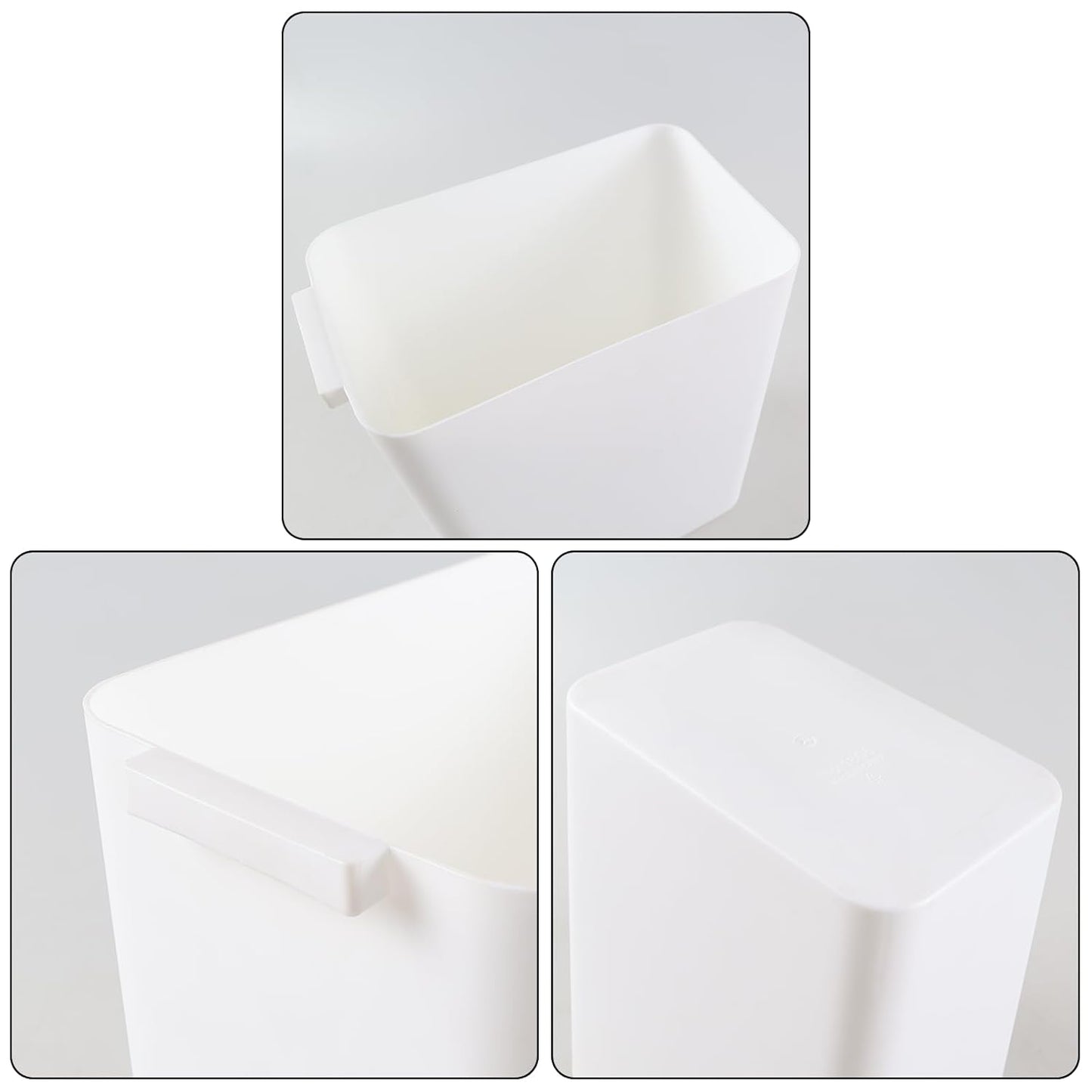 3-Pack 4.5 Gallon Plastic Rectangular Wastebasket, White Slim Trash Can