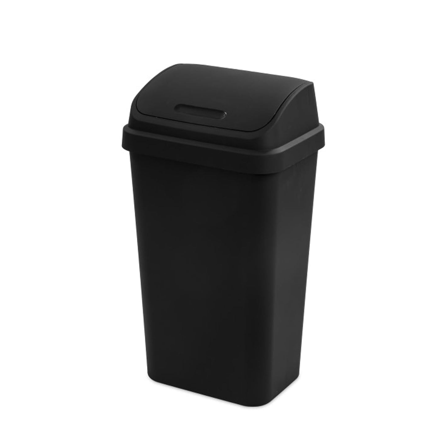 Sterilite 12-Pack Swing Top Wastebasket, Sleek Square Profile Trash Can, 13 Gallon, Black - Modern Garbage Bin for Kitchen, Bathroom, Garage and Workspace, Fits 13 Gal Liners