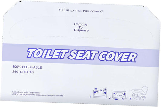 1 Pack (250 Pieces) Disposable Toilet Seat Covers Flushable Paper Toilet Seat Cover for Bathroom, Hotels, Travel, Kids or Adults
