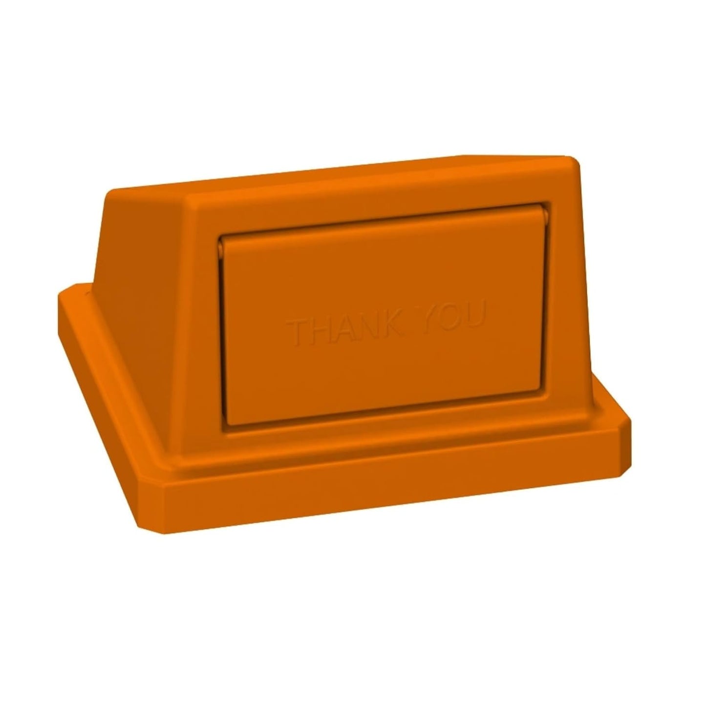 32 Gallon Square Slatted 100% Recycled Plastic Heavy-Duty Commercial Outdoor or Indoor Trash Can with Push Top Lid | Great for Schools and Businesses - Orange