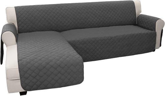 Easy-Going Sectional Couch Covers L Shape Reversible Sofa Slipcover Chaise Lounge Cover Furniture Protector Cover for Pets Dog Cat (X-Large, Dark Gray)
