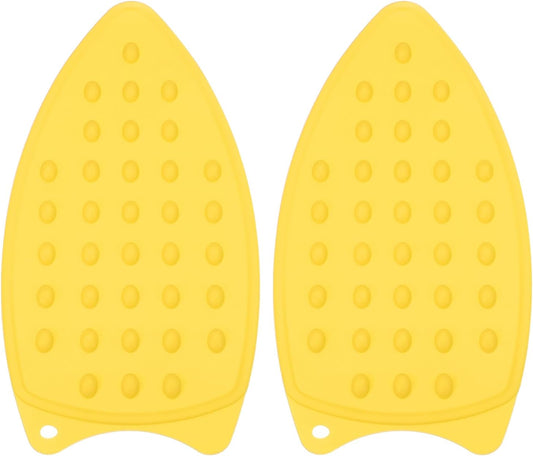 PATIKIL Silicone Iron Rest Pad, 2 Pcs Multipurpose Hot Heat Resistant Iron Rest Plate Protective Pad for Ironing Board Hot Resistant Steamer Steam Compact Mat, Yellow