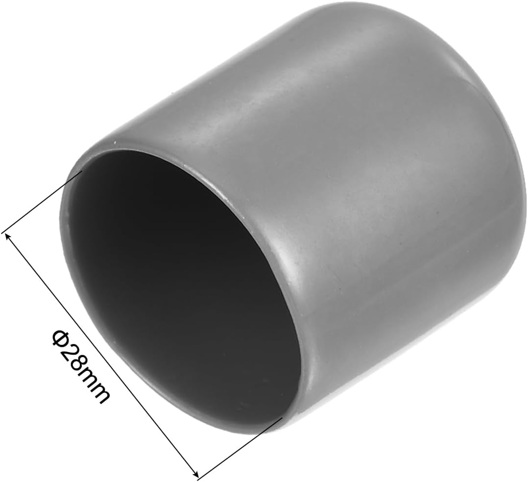 uxcell 20pcs Rubber End Caps Protective Caps 28mm ID Vinyl PVC Round Tube Bolt Cap Cover Screw Thread Protectors, Light Grey