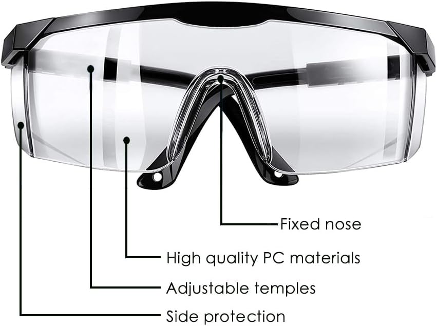 Safety Glasses, 5PCS Adjustable Wide-Vision Protective Glasses, Lightweight Fog-Proof Safety Goggles