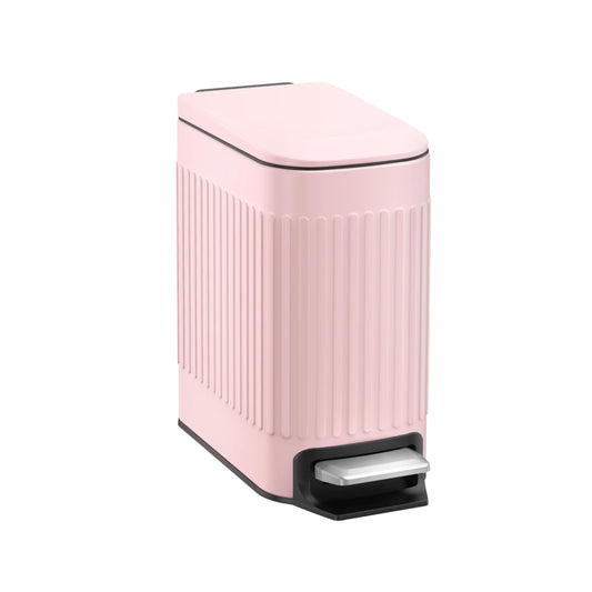 TrashAid Pink Bathroom Trash Can, 1.6 Gallon Stainless Steel Small Garbage Can with Lid, Step Pedal, Cute Wastebasket for Bathroom, Office, Bedroom, RV, Pink