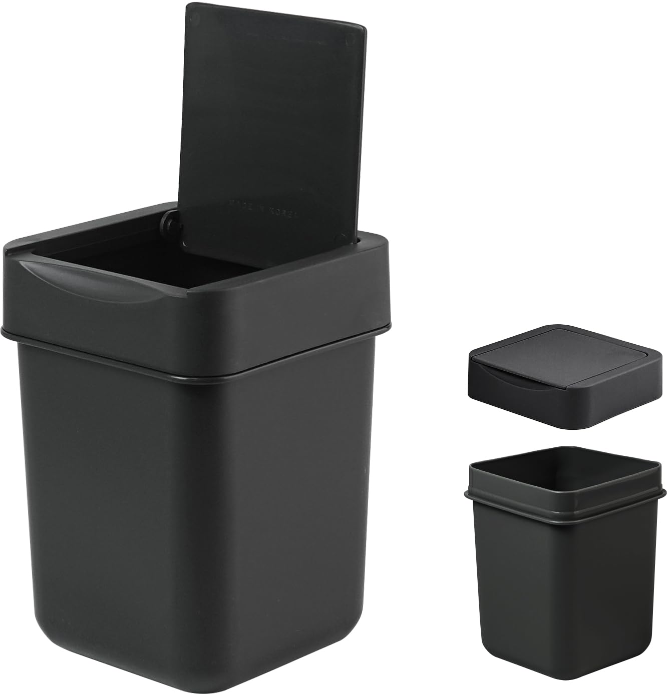 carrotez Mini Trash Can, Coffee Bar, Vanity, Desk, Countertop, 2 Liter/ 0.5 Gallon, Mini Wastebasket, Garbage Container Bin - Black