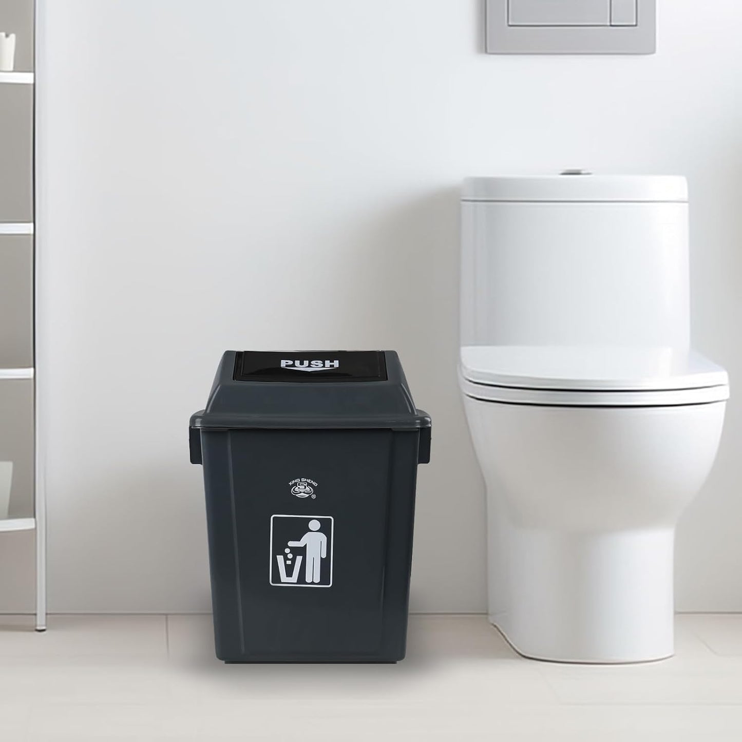 Morcte 6 Gallon Small Kitchen Trash Can with Swing Top, 4 Pack Plastic Waste Basket with Swing Lid, Gray