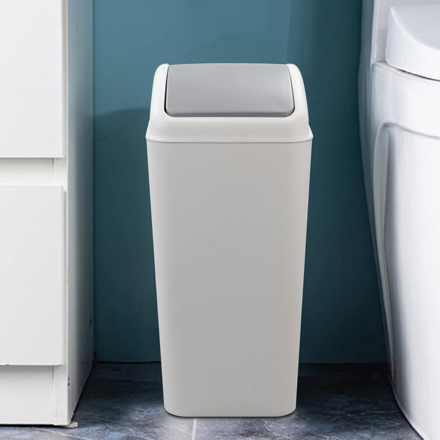 4.5 Gallon Plastic Waste Can, Garbage Can with Swing Lid, Trash Can, 1 Pack (Grey)