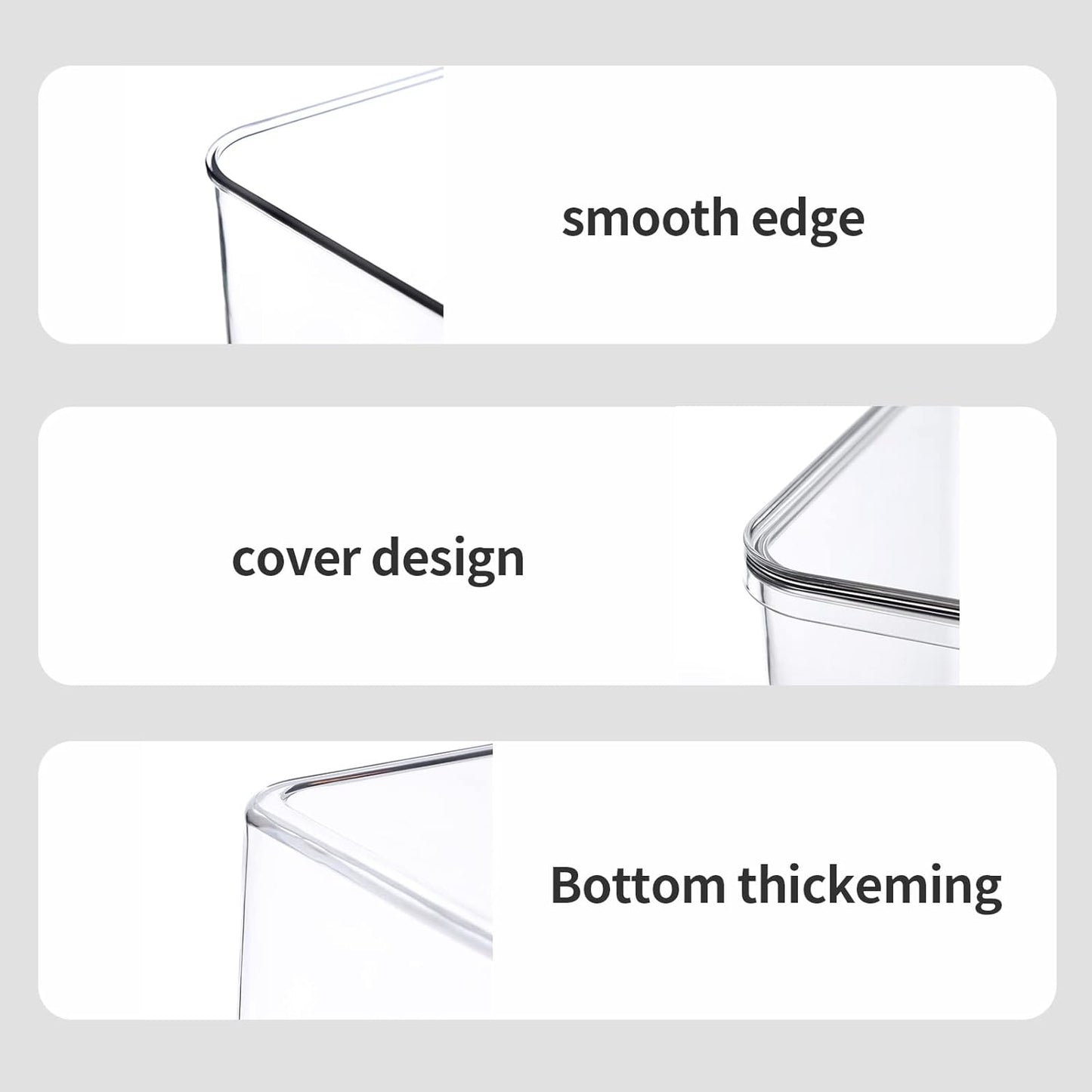 Lidded Plastic Storage Bins Set Clear Desk Basket Box Organizer Kitchen Container Clothes Laundry Closet Cabinet Shelf, Organization and Storage for Shelves Office Bathroom(clear 3XL+2M)