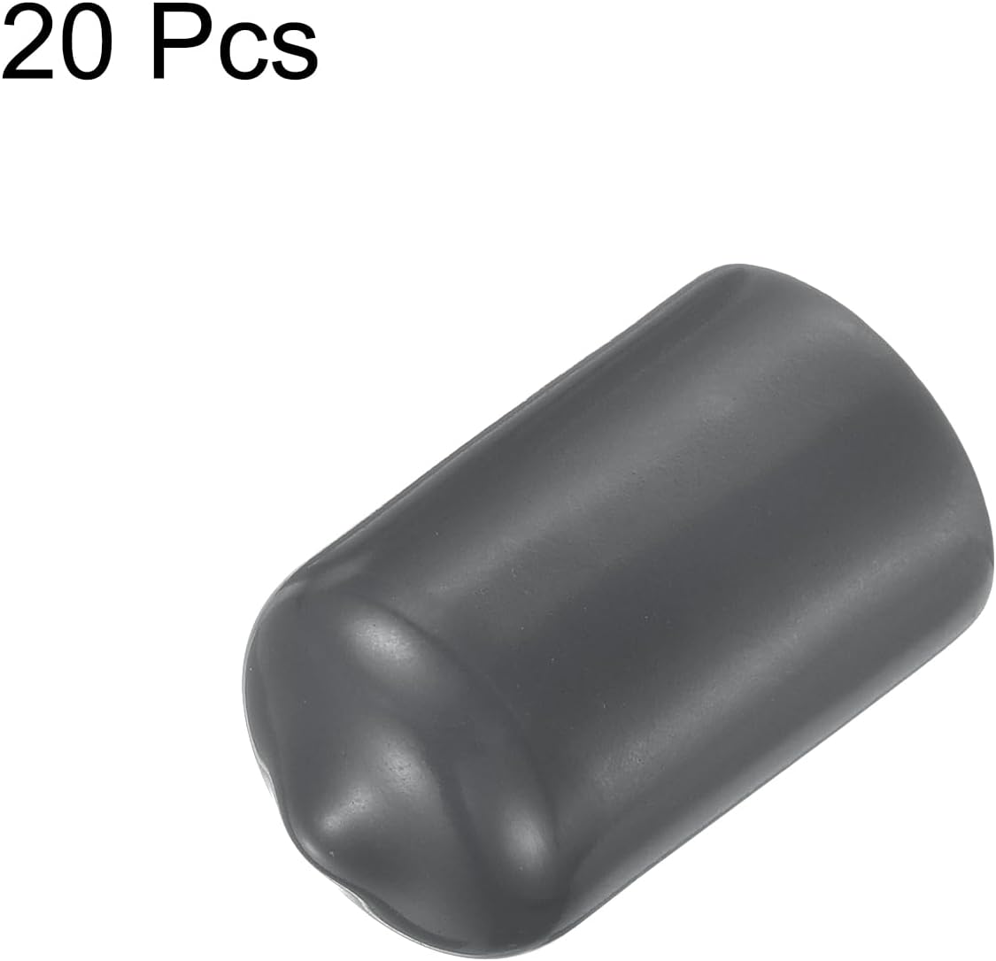 uxcell 20pcs Rubber End Caps 12.5mm(1/2 inch) ID Vinyl Round Tube Bolt Cap Cover Thread Protectors Dark Grey