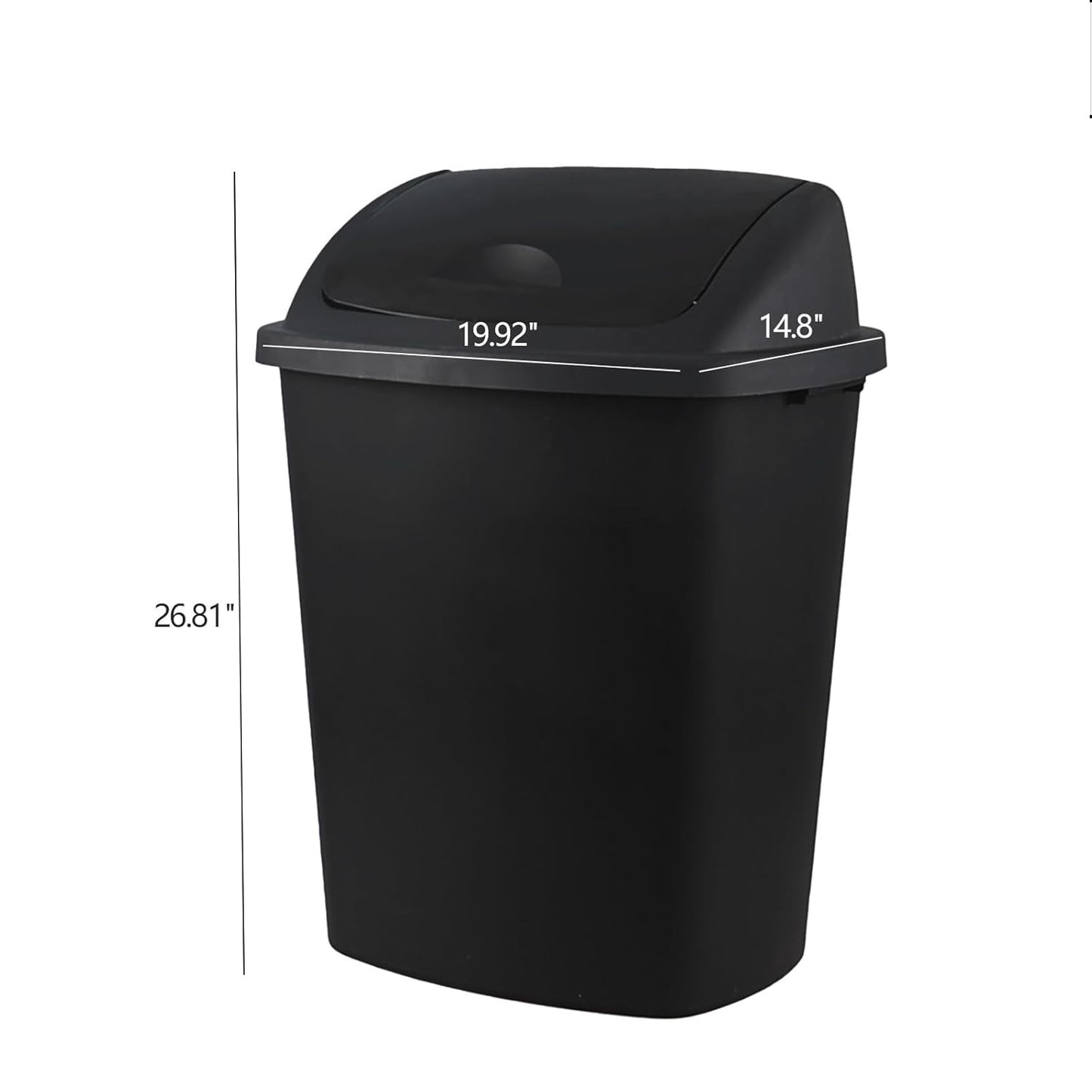 18 Gallon 4-Pack Large Garbage Can with Swing Lid, Commercial Plastic Swing Top Trash Bins, Black