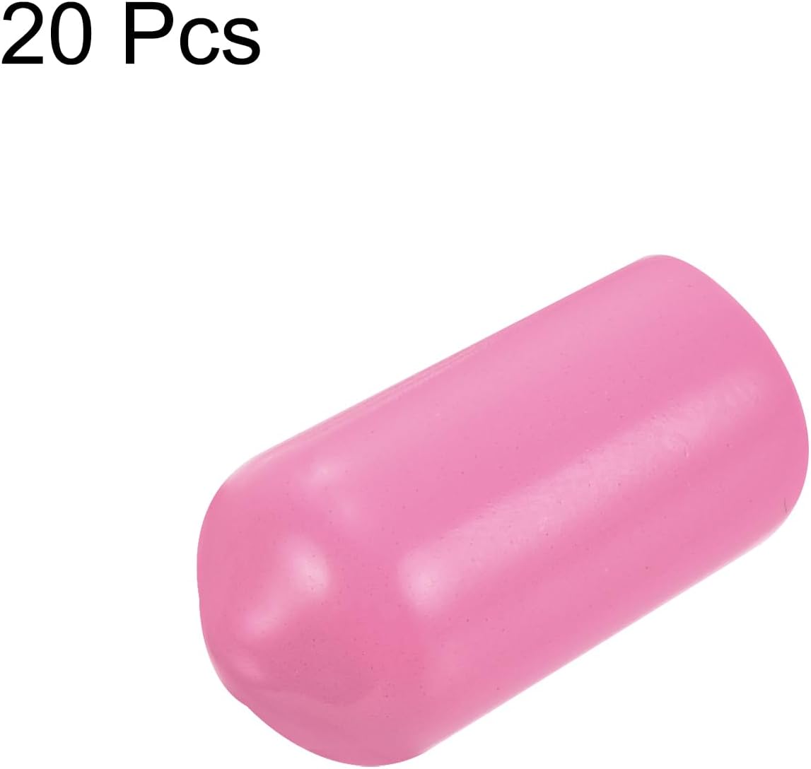 uxcell 20pcs Rubber End Caps 8mm(5/16 inch) ID Vinyl PVC Round Tube Bolt Cap Cover Screw Thread Protectors Pink