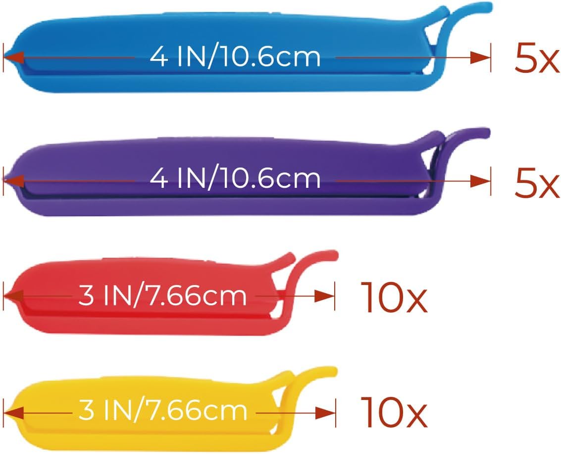 Keenpioneer Decorating Bag Sealing Clips, 32 Pack, Multipurpose for Food and Snack Storage, 3inch and 4inch Long
