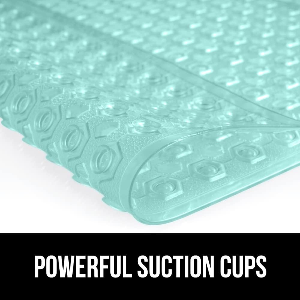 GORILLA GRIP Patented Square Shower Stall Mat, Small Bathtub Floor Mats for Stand Up Showers with Suction Cups and Drainage Holes, Machine Wash, Soft on Feet, Bathroom Accessories 21x21 Inch, Green