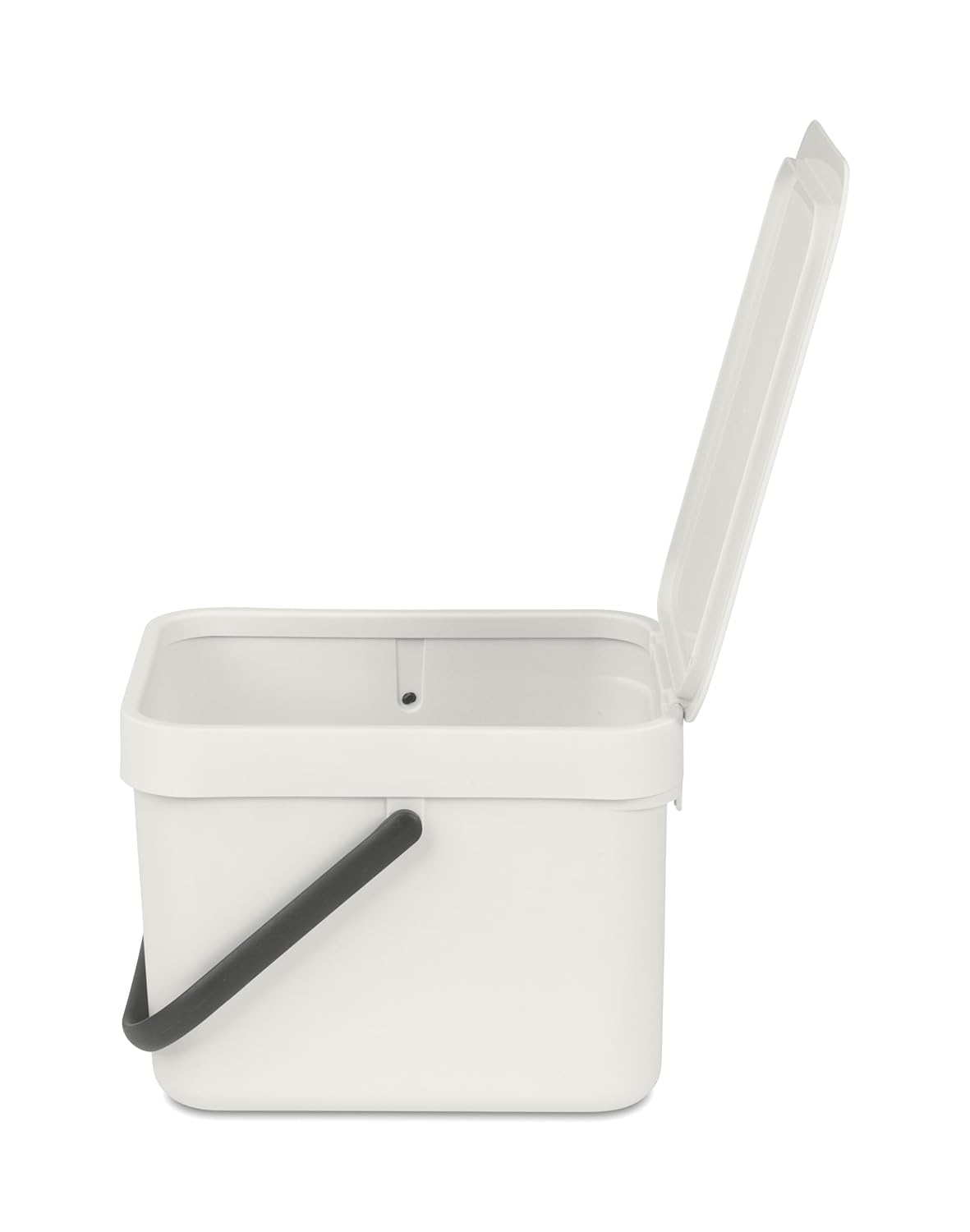 Brabantia Sort & Go Food Trash Can (1.6 Gal/Light Gray) Small Countertop Kitchen Compost Caddy with Handle & Removable Lid, Easy Clean, Fixtures Included for Wall/Cupboard Mounting