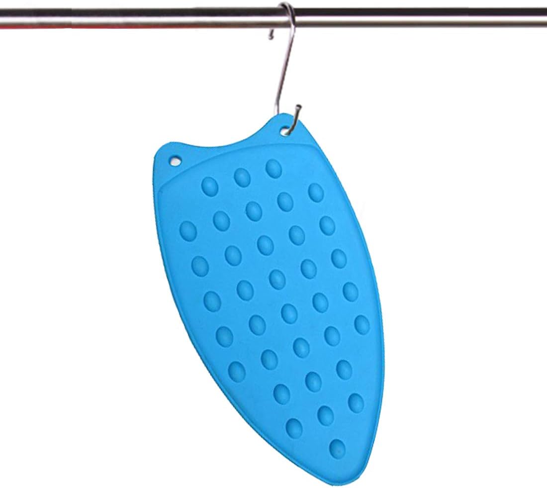 LeLehome Silicone Iron Rest Pad for Ironing Board Hot Heat Resistant Steam Compact Mat Anti-Slip Home Tools, Blue