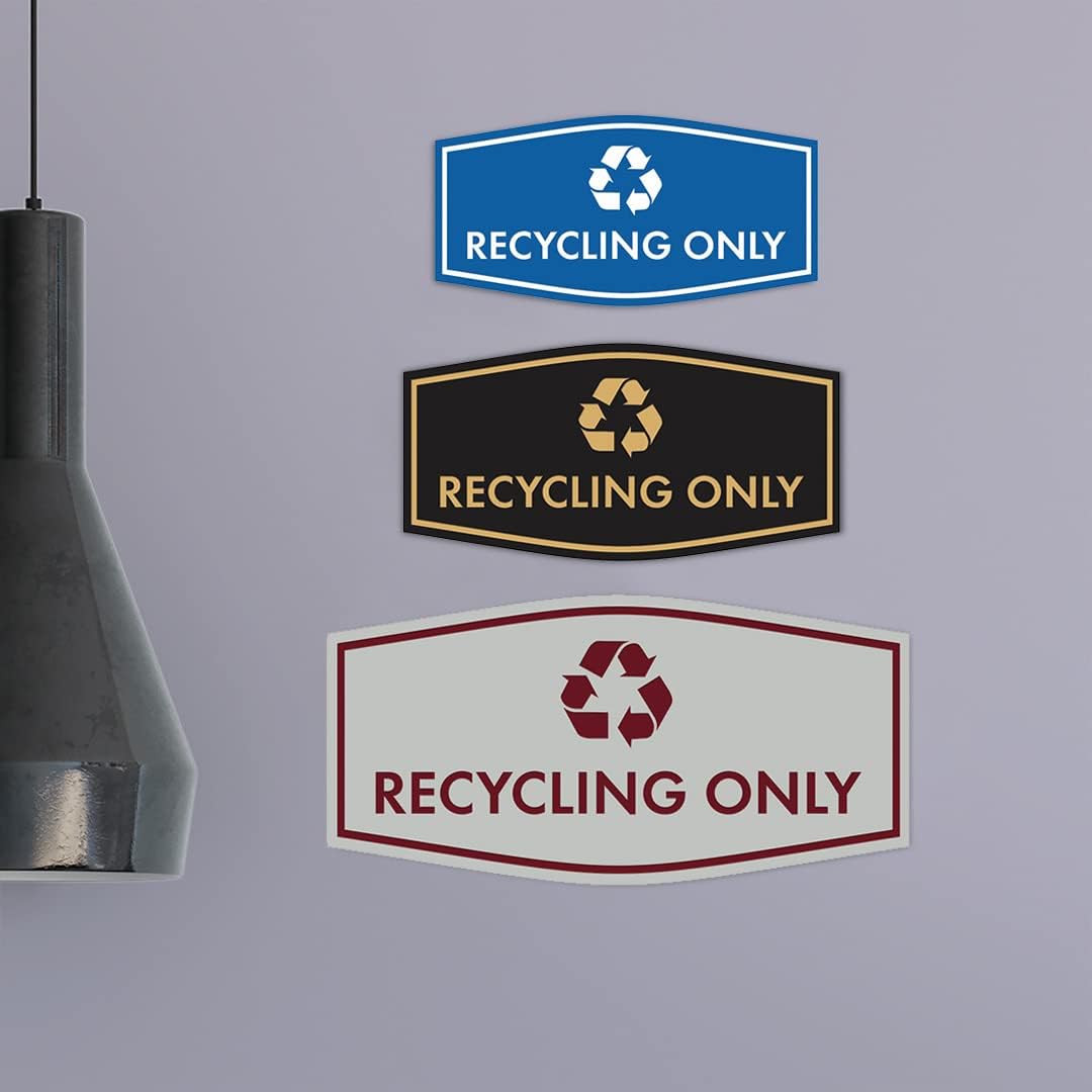 Fancy Recycling Only Sign (White) - Medium