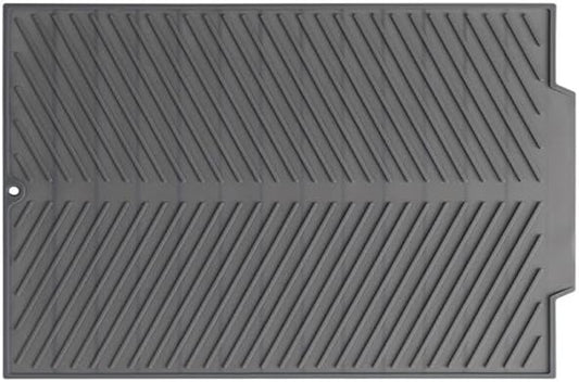 Silicone Dish Draining Mat, Eco Friendly Dish Drying Mat Kitchen Counter Anti-Skid and Heat Insulation Pad, Sink Drainer Mat with Dense Drainage Grooves (M (17"×13"))