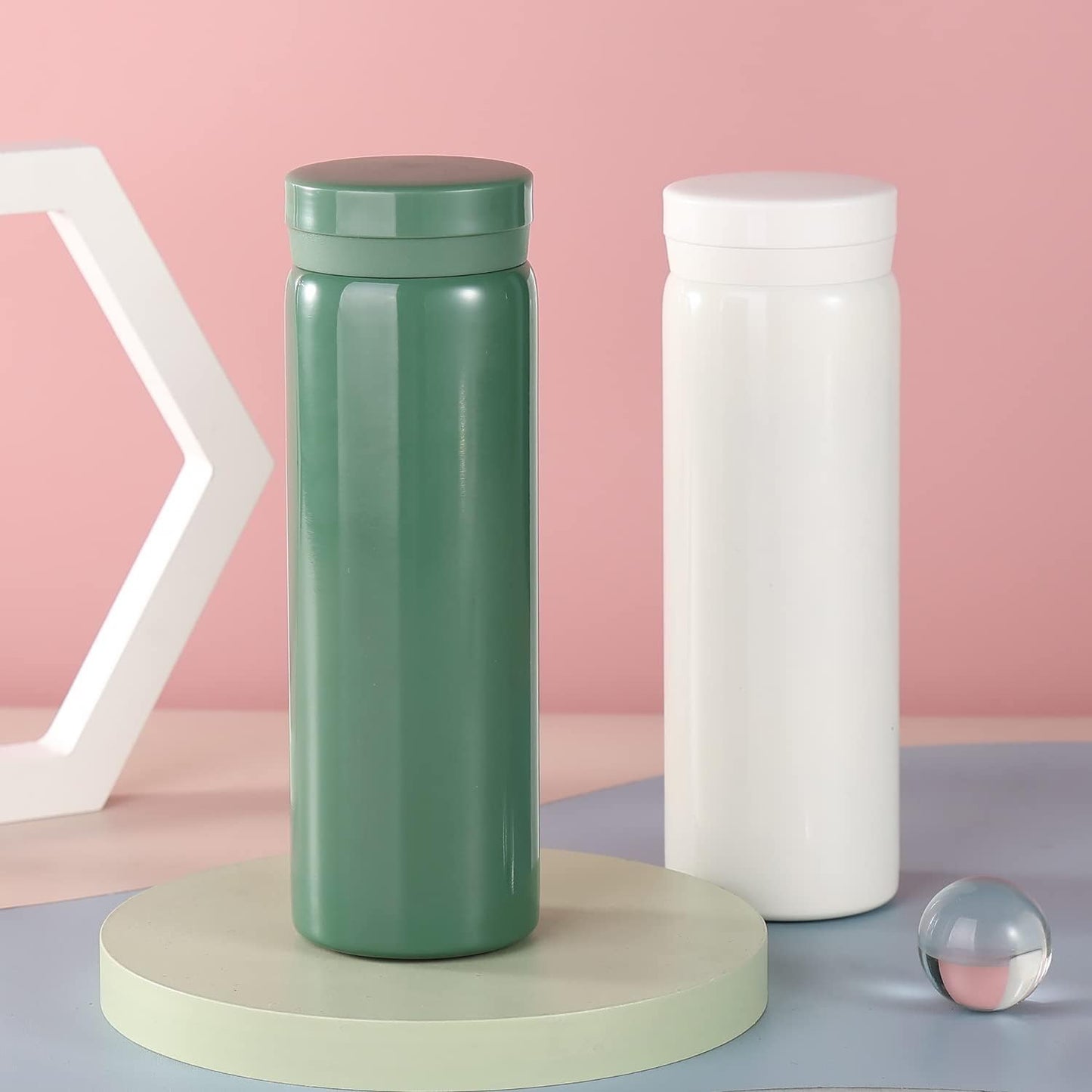 10oz Mini Water Bottle Stainless Steel Thermos Small Flask - Insulated Vacuum, Leak Proof, Keeps Drinks Hot/Cold - Ideal for Coffee, Tea, Water - Green