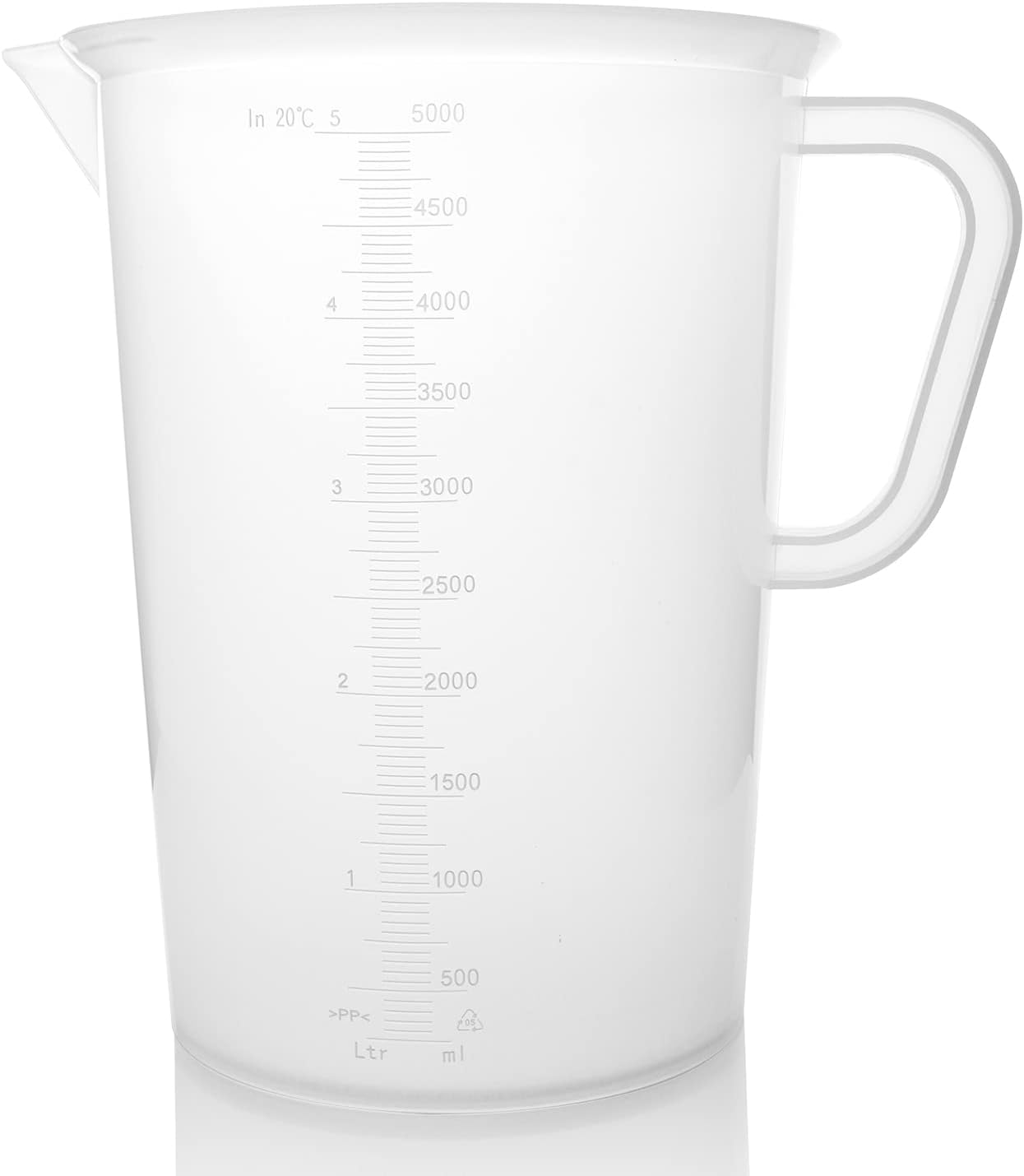 Plastic Graduated Measuring and Mixing Pitcher - 5000ml Plastic Graduated Measuring Pitcher - Soap Making Supplies for Easy Pouring & Accurate Measurements, With Handle & Pour Spout, 5 Liter