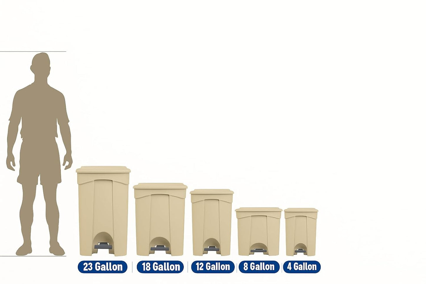 PRO&Family Step-On Trash Can with Lid, Plastic Waste Bin, Foot Pedal Operation (Black, 4 Gallon)