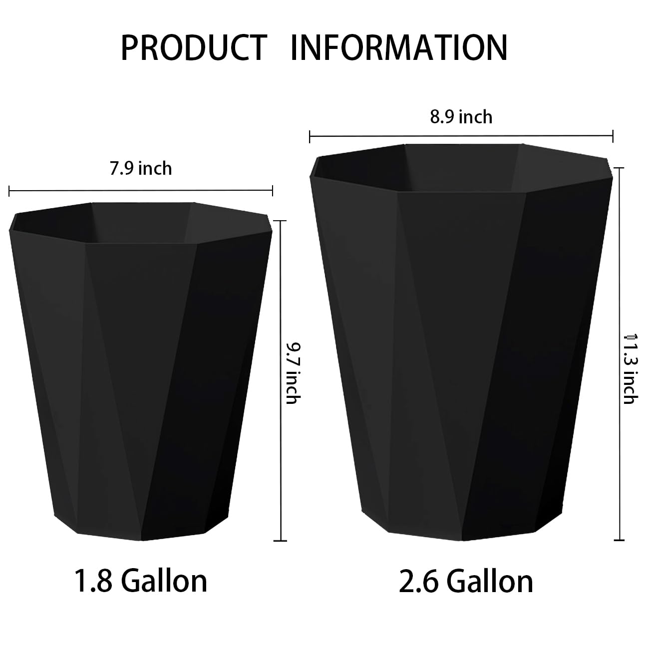Small Trash Can 2.6 Gallon Bathroom Garbage Can Waste Basket Recycling Bin for Toilets Dorms Kitchens, Black