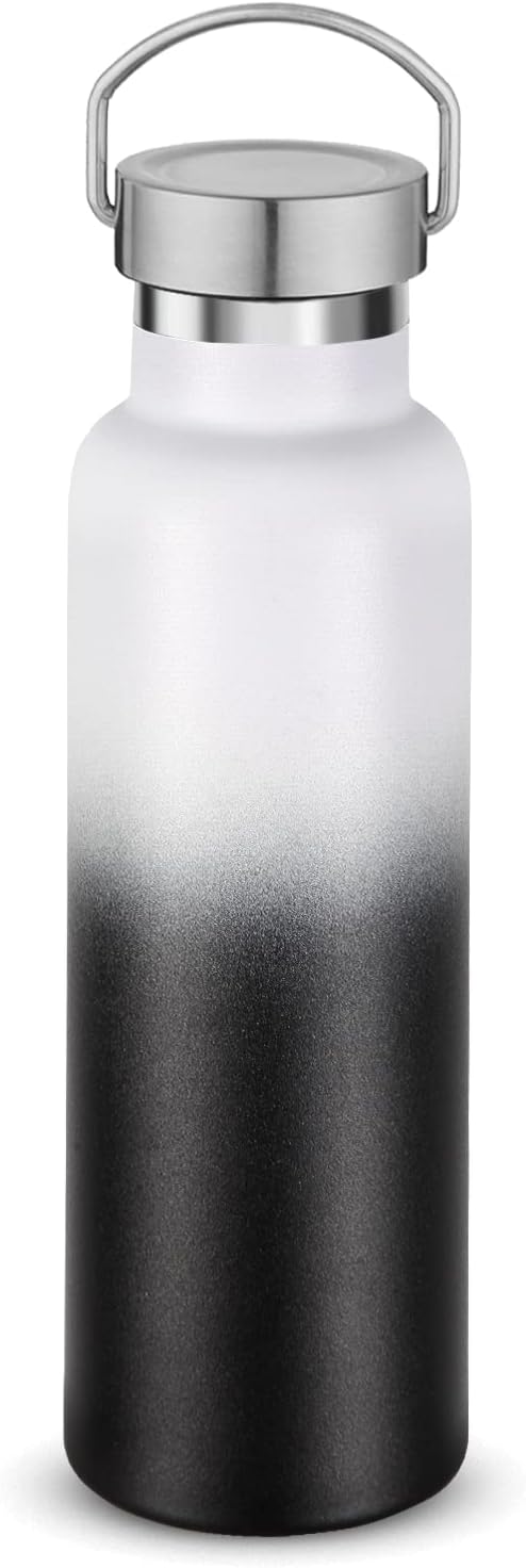 Neihepal Gradient Stainless Steel Water Bottles,20 Ounce Vacuum Insulated Double Wall Travel Bottle with Leak Proof Lid of Handle,Metal Reusable Standard Mouth Flask Thermoses for School,Hikers,Gift