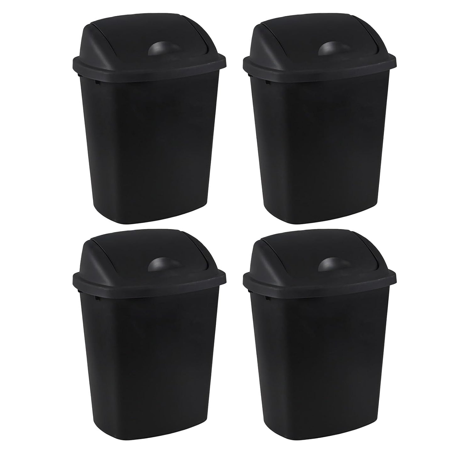 4-Pack 6 Gollons Garbage Bin with Lid, Black Swing Top Trash Can
