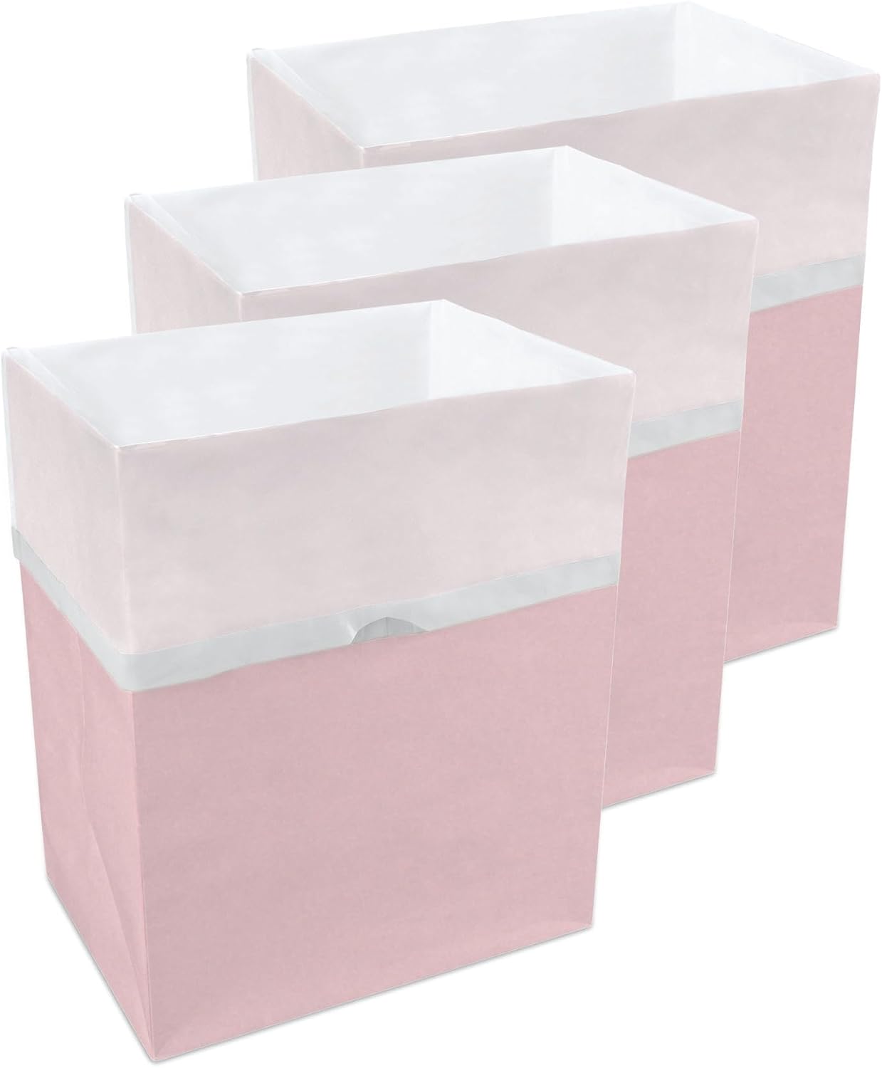 13 Gallon Disposable Pop-Up Trash Cans (3-Pack) with Fitted Bags – Foldable Garbage & Recycling Bins for Parties, Events & Kitchen (Pink, 17" H x 13.5" W x 10" D)