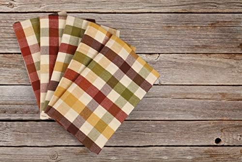 Kitchen Towels Set of 6 Multiolor Buffalo Checks 20X30 Inches, Soft Premium Cotton Highly Absorbent Towels, Washable & Reusable Tea Towel, Quick Drying Dish Cloths with Mitered Corner Towels