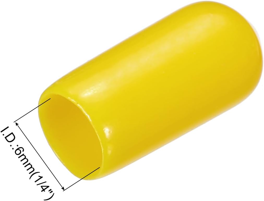 uxcell 20pcs Rubber End Caps 6mm(1/4") ID Vinyl PVC Round Tube Bolt Cap Cover Screw Thread Protectors Yellow