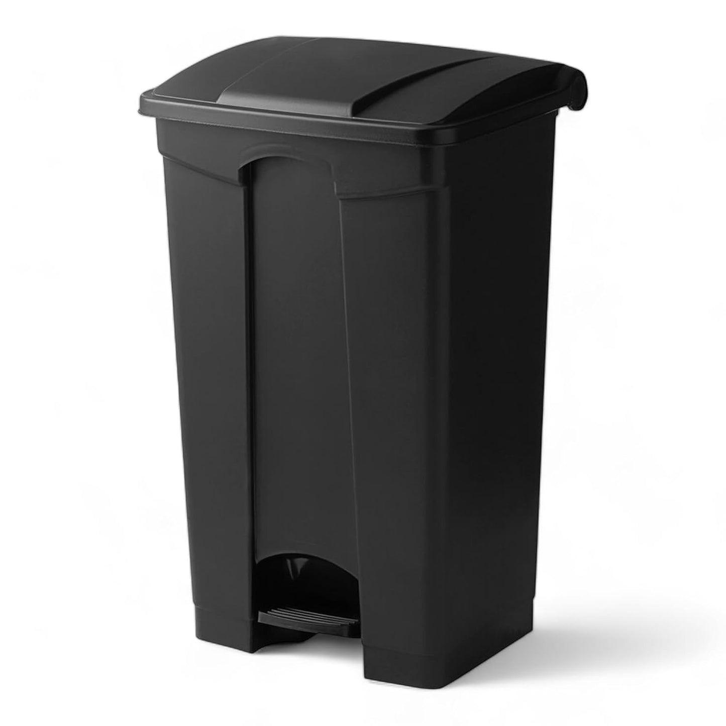 PRO&Family Step-On Trash Can with Lid, Plastic Waste Bin, Foot Pedal Operation (Black, 23 Gallon)