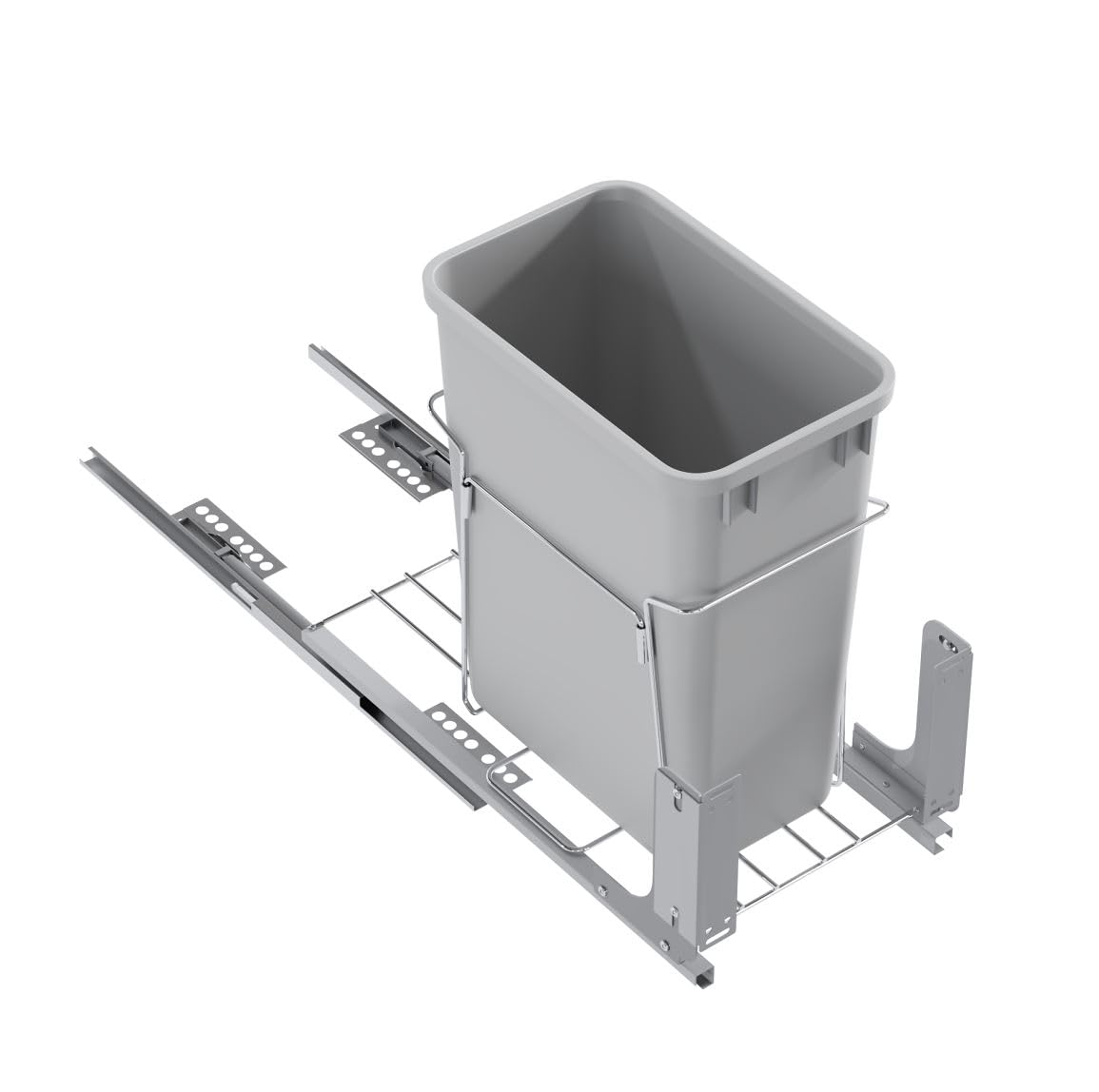 Dowell B15 Aluminum Base Wastebasket Pullout with Door Mount and 50Qt/13Gal Plastic Bin (4012 0115+50)