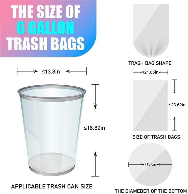 300 Count 6 Gallon Trash Bags - 22 Liter Colored Medium Garbage Bags Unscented 0.94 Mil Thick & Leakproof Wastebasket Liners for Kitchen Bathroom Home