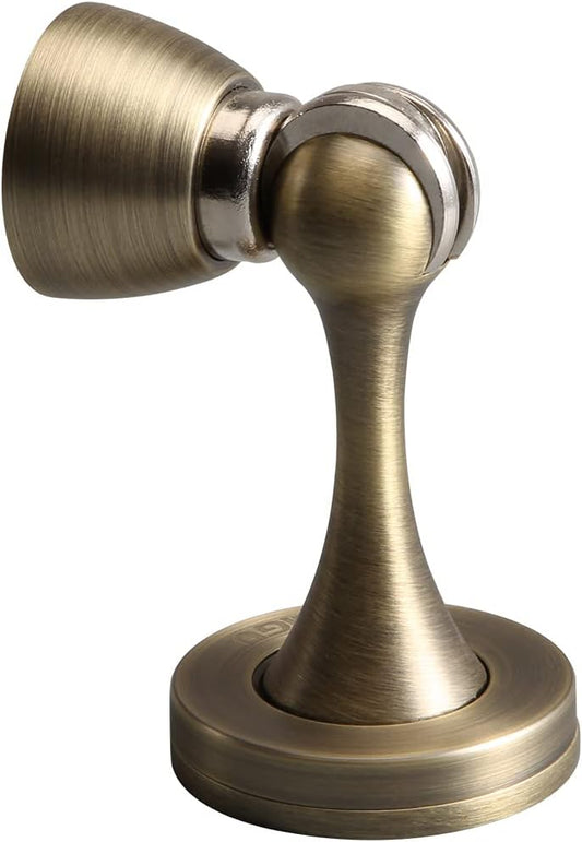 YAGU Magnetic Door Stopper 2 Pack, Zinc Alloy Brushed Bronze Door Stops Door Catch Holder Wall Floor Mounted, Magnet Metal Soft-Catch