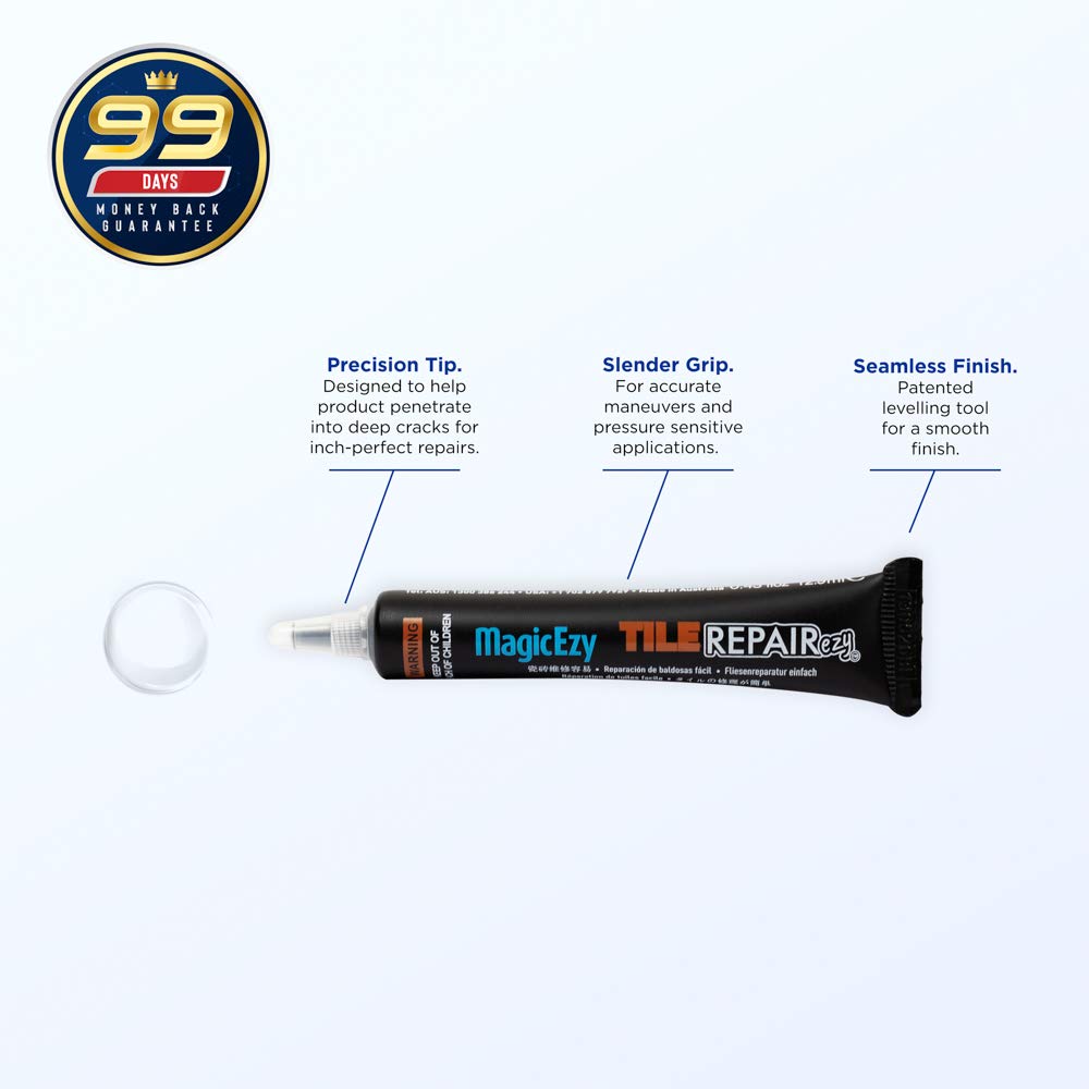 MagicEzy Tile Repairezy (Clear): Clear Scratch Repair Touch Up Filler for Scratch Removal and Chip Repair on Tiles, Kitchen Cupboards, Enamel, Vases, Ceramic