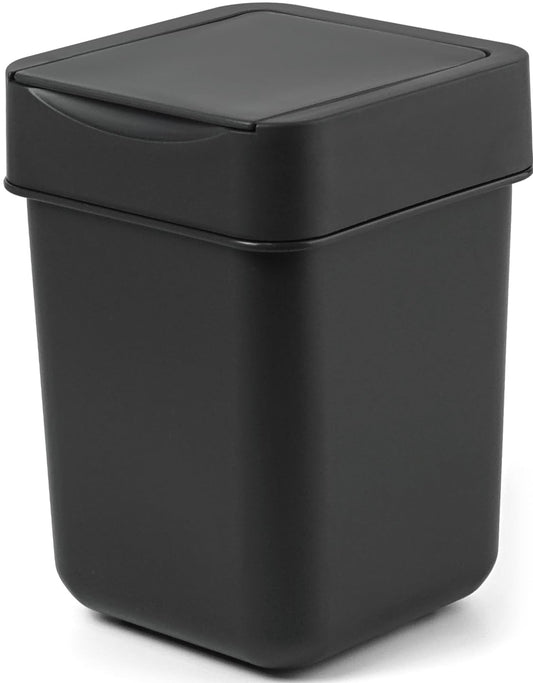 carrotez Mini Trash Can, Coffee Bar, Vanity, Desk, Countertop, 2 Liter/ 0.5 Gallon, Mini Wastebasket, Garbage Container Bin - Black