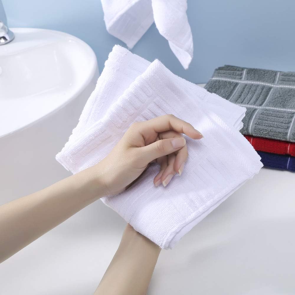 Anyi Kitchen Dish Towels Heavy Duty Absorbent Dish Cloths with Hanging Loop 100% Cotton Tea Bar Towels (16x26, Set of 3, Red)