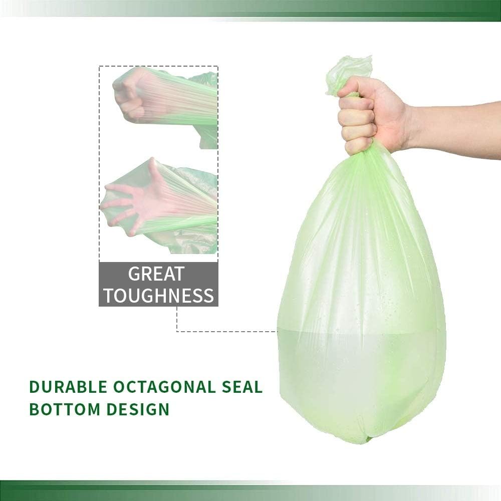 Medium Compostable Trash Bags, Biodegradable 8 Gallon Garbage Bags, Recycling Degradable Unscented Rubbish Bags for Kitchen Bathroom Office Car Pet Wastebasket (Green)