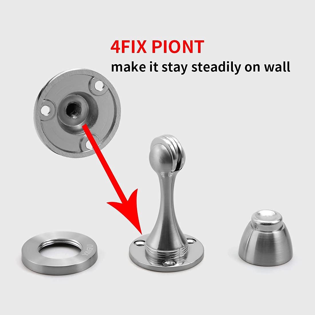 YAGU Silver Door Stopper 6 Pack Magnetic Door Stops Zinc Alloy Brushed Nickel Door Catch Door Holder Wall Floor Mounted Metal Soft-Catch