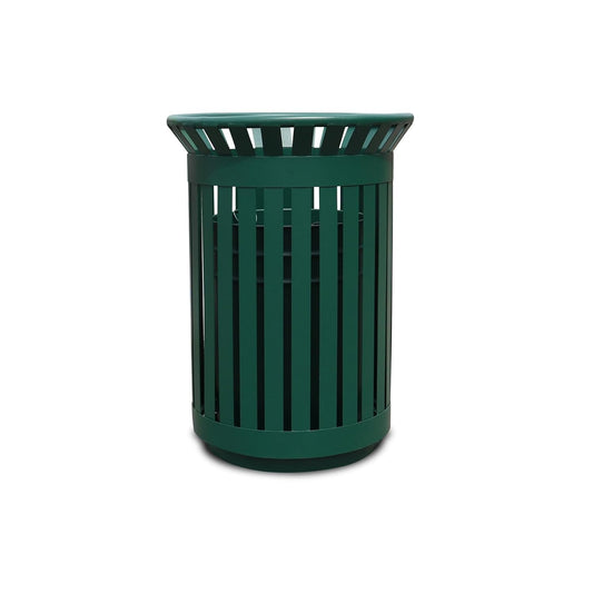 Outdoor Metal Slatted Trash Receptacle,Waste Receptacle，Commercial Trash Cans,Zone Round Garbage Bin,Square Hotel Street Patio Indoor Metal Stan (Big-Green)