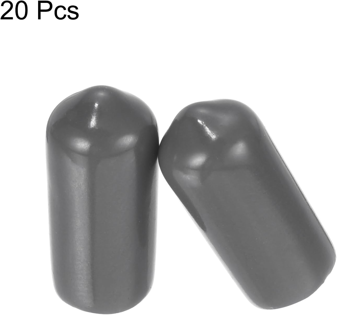 uxcell 20pcs Rubber End Caps 7mm(1/4") ID Vinyl PVC Round Tube Bolt Cap Cover Screw Thread Protectors Dark Grey