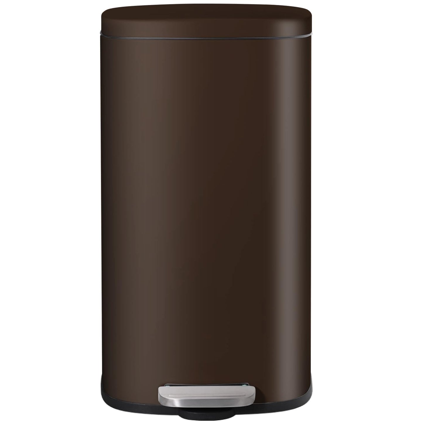 AthLike Trash Can, Stainless Steel Kitchen Garbage Can, Step Waste Bin with Hinged Lid and Removable Inner Bucket, Soft-Close, Dustbin for Bathroom Bedroom Living Room Home (Brown, 8 Gal)