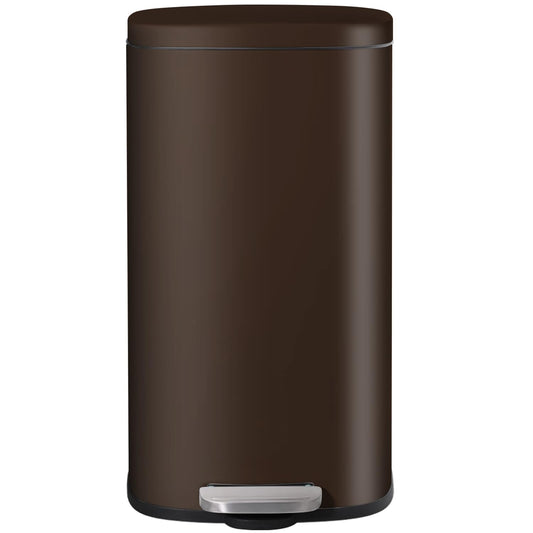 AthLike Trash Can, Stainless Steel Kitchen Garbage Can, Step Waste Bin with Hinged Lid and Removable Inner Bucket, Soft-Close, Dustbin for Bathroom Bedroom Living Room Home (Brown, 8 Gal)