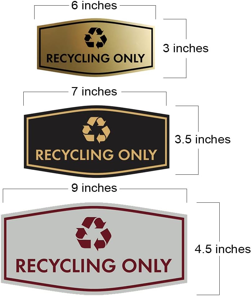 Fancy Recycling Only Sign (Navy Blue/Gold) - Large