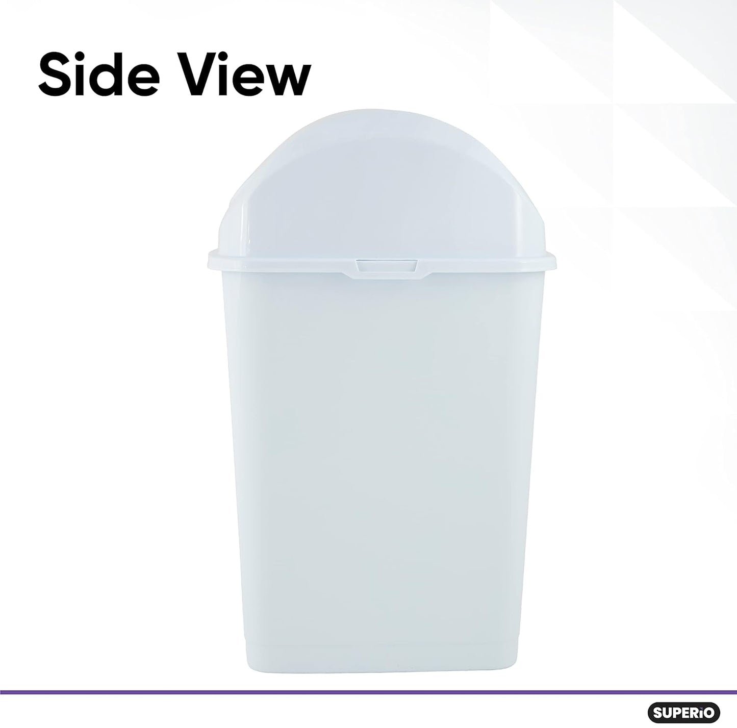Superio Medium Trash Can with Lid 4.5 Gallon Plastic Swing Top Garbage Can Slim Waste Bin for Under Sink/Cabinet, Laundry Room, Kitchen, Office, Bedroom, Bathroom, College Dorm, 18 Qt, White, 2