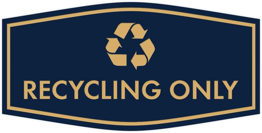 Fancy Recycling Only Sign (Navy Blue/Gold) - Large